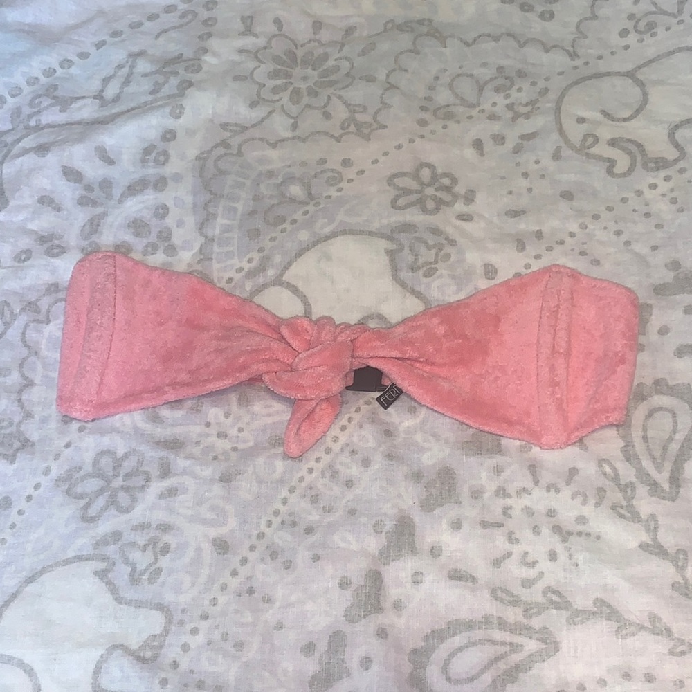 Lisa Marie Fernandez Pink Bandeau Tie Terry Cloth Bikini Top Size 2 US4
